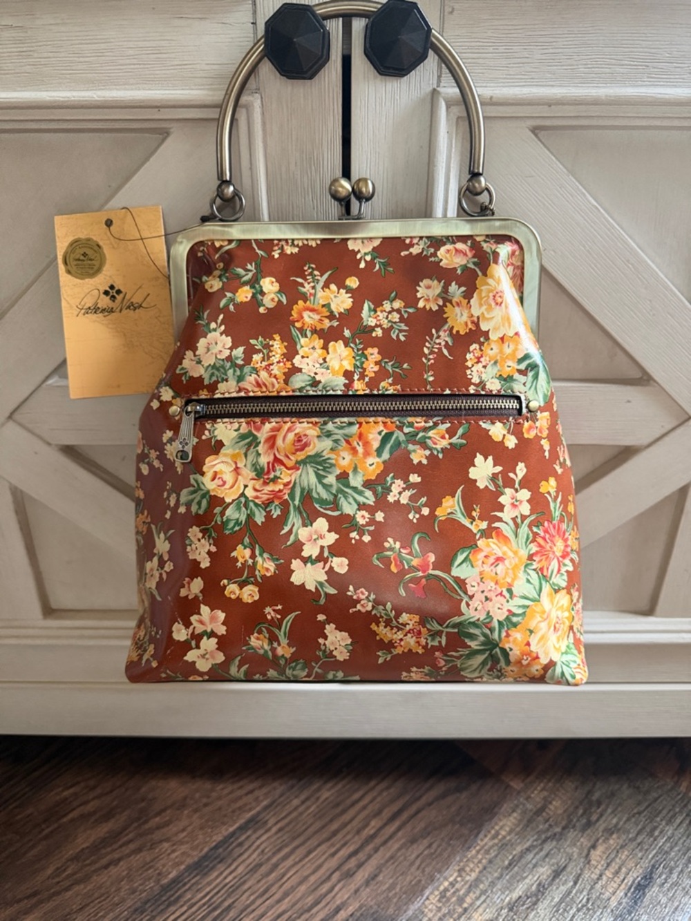Patricia Nash Vintage Botanical Print Leather Crossbody Bag Novella Farm
